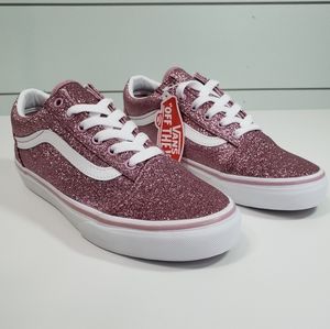 6Y Vans Old Skool Skateboard Sneaker Sparkle Gliter Pink Junior Teen Kids Shoes